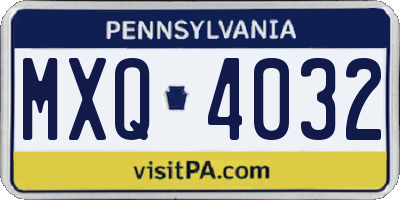 PA license plate MXQ4032
