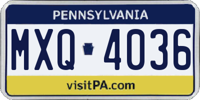 PA license plate MXQ4036