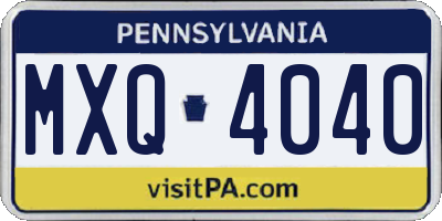 PA license plate MXQ4040