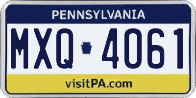 PA license plate MXQ4061