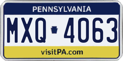 PA license plate MXQ4063