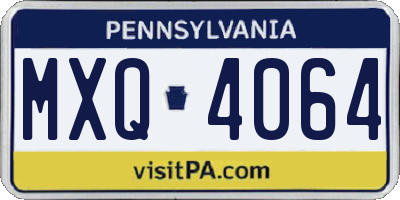 PA license plate MXQ4064