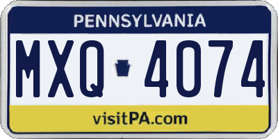 PA license plate MXQ4074