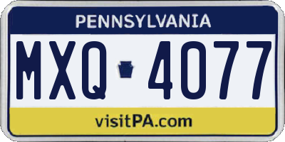PA license plate MXQ4077