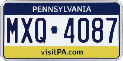 PA license plate MXQ4087