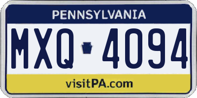 PA license plate MXQ4094