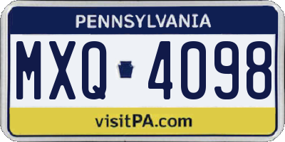 PA license plate MXQ4098