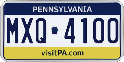 PA license plate MXQ4100