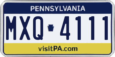 PA license plate MXQ4111