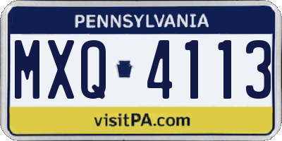 PA license plate MXQ4113