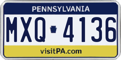 PA license plate MXQ4136
