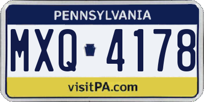 PA license plate MXQ4178