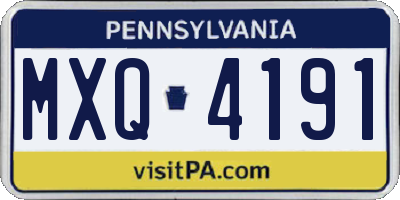 PA license plate MXQ4191