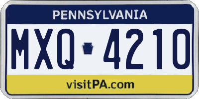 PA license plate MXQ4210