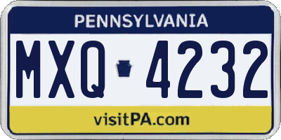 PA license plate MXQ4232