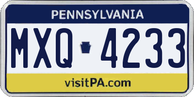 PA license plate MXQ4233