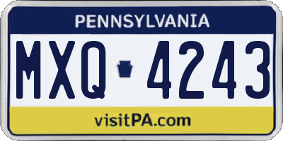 PA license plate MXQ4243