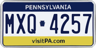 PA license plate MXQ4257
