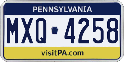 PA license plate MXQ4258