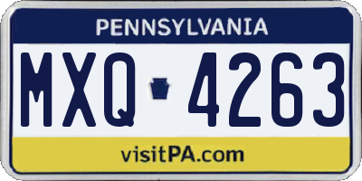 PA license plate MXQ4263