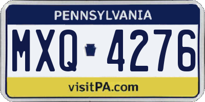 PA license plate MXQ4276