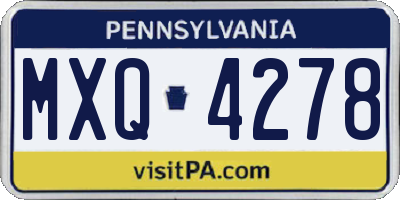 PA license plate MXQ4278