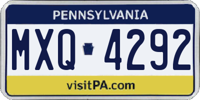 PA license plate MXQ4292