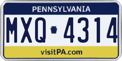 PA license plate MXQ4314