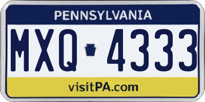 PA license plate MXQ4333