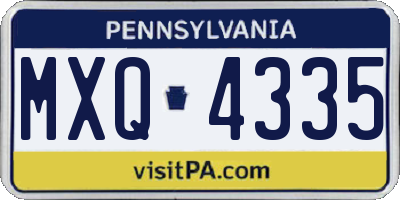 PA license plate MXQ4335