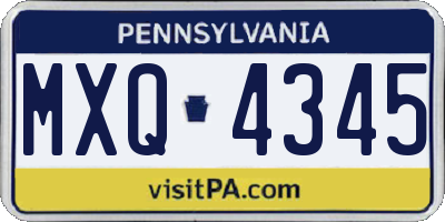 PA license plate MXQ4345