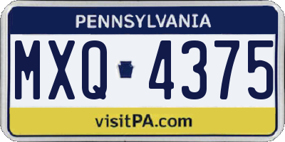 PA license plate MXQ4375