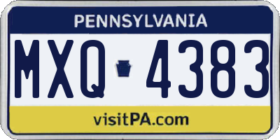 PA license plate MXQ4383