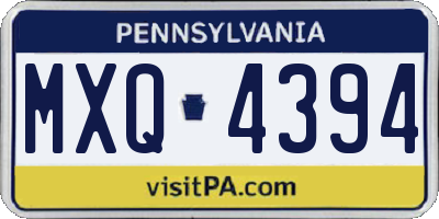 PA license plate MXQ4394