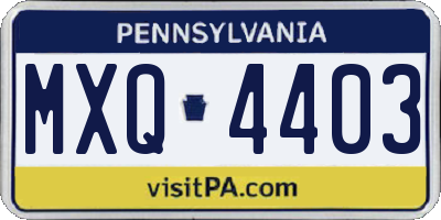 PA license plate MXQ4403