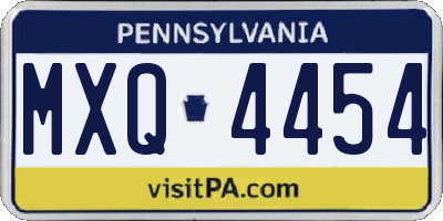 PA license plate MXQ4454
