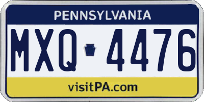 PA license plate MXQ4476