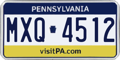 PA license plate MXQ4512