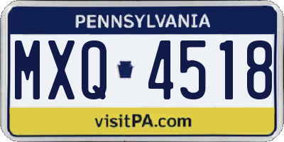 PA license plate MXQ4518