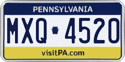 PA license plate MXQ4520