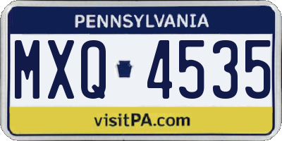 PA license plate MXQ4535