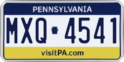 PA license plate MXQ4541