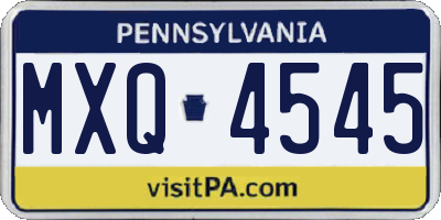 PA license plate MXQ4545