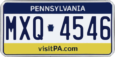 PA license plate MXQ4546