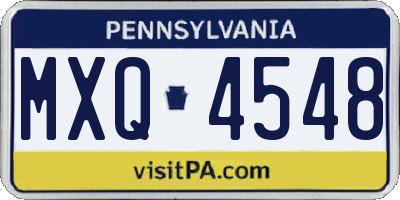 PA license plate MXQ4548