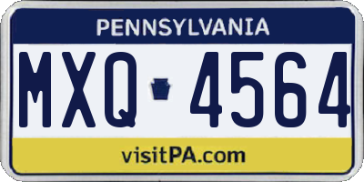 PA license plate MXQ4564
