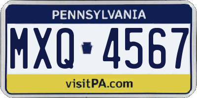 PA license plate MXQ4567