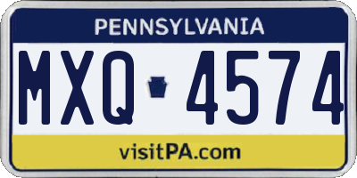 PA license plate MXQ4574