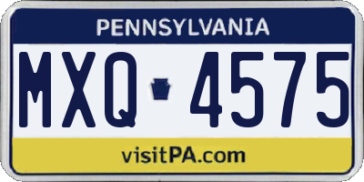 PA license plate MXQ4575