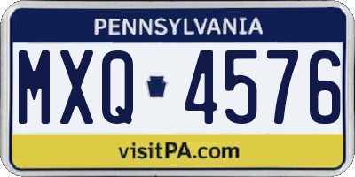 PA license plate MXQ4576